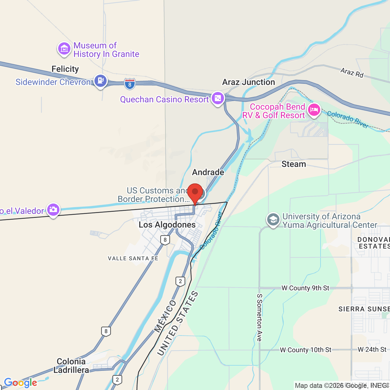 Google map image of our location in Av. Mariano María Lee 120 Vicente Guerrero, B.C.